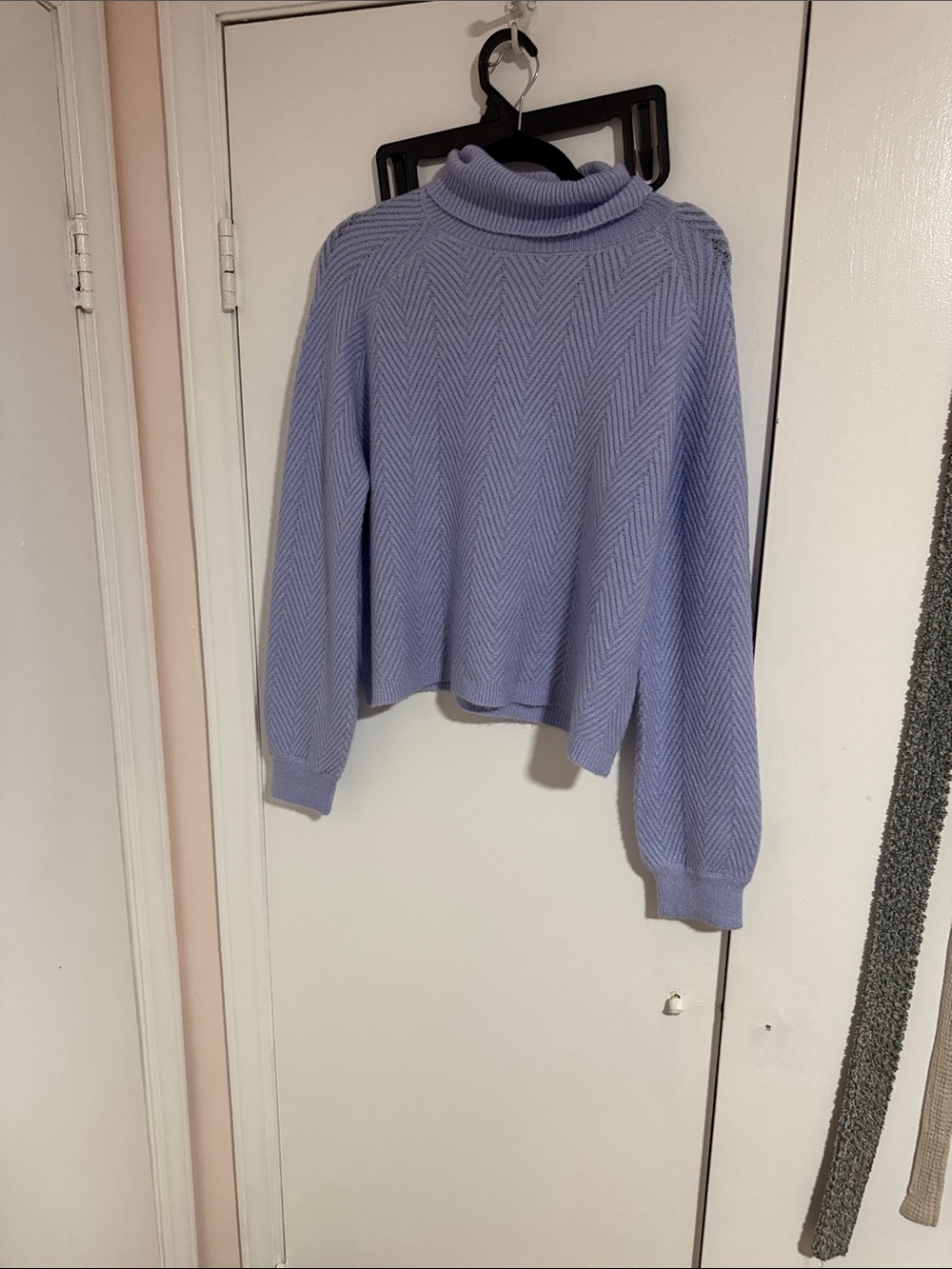 Women's Lavender Cowl Neck Sweater - Soft Chevron Knit